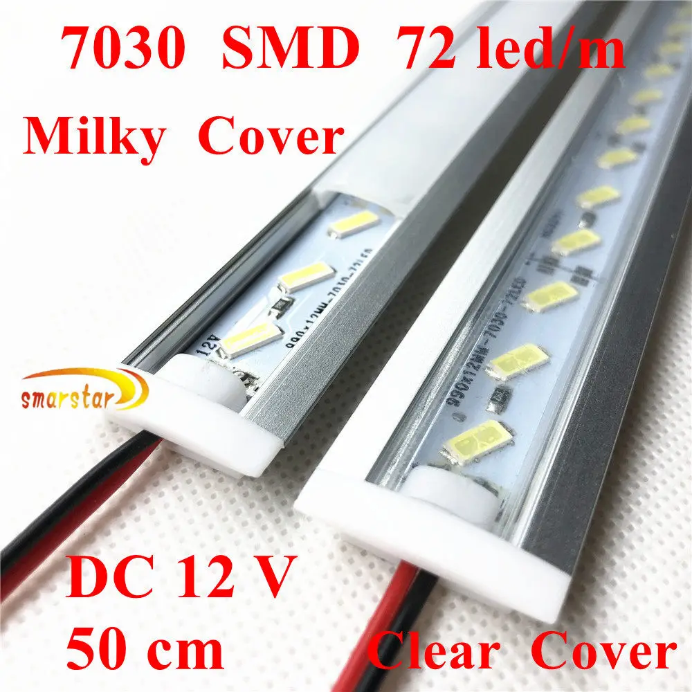 Smarstar 12V 0 5 m Встроенный светодиодный бар свет 7030 SMD LED жесткая полоса U алюминиевая