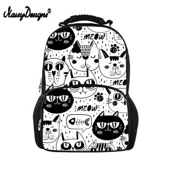 

Noisydesigns Women Casual 3D Cartoon Cat Print Backpack For Kids Children School Bags Girls Student Book Bag Travel Softback