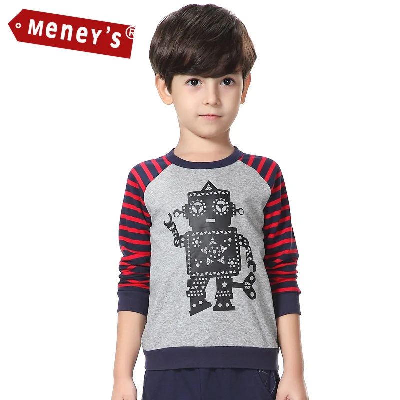 

Boy's T-shirts Spring Children Outside sweater Cartoon Robots Full Raglan Sleeves Tops Tshirts Sweatshirts for Kids