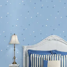 Cartoon blue stars children room wallpaper environmentally friendly non-woven bedroom wallpaper background wall paper beibehang environmental non woven fluorescent wallpaper blue luminous stars children s roof wallpaper boys and girls bedroom