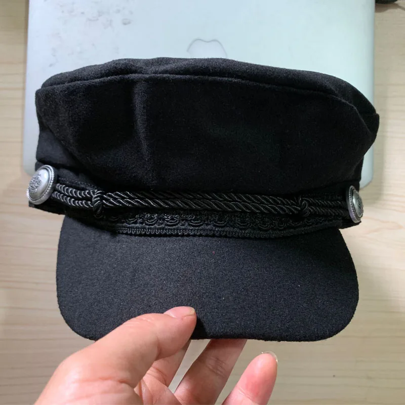 Осенне-зимние женские модные черные кепка газетчика с пряжкой для девочек, уличные туристические береты Gorras Mujer, однотонные армейские кепки