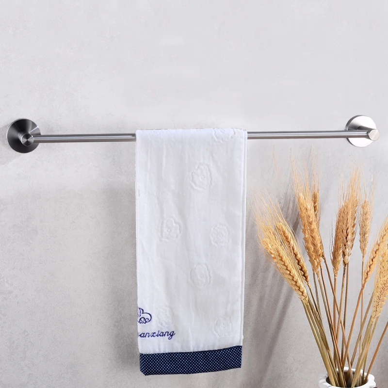 Towel Bar Single Stainless Steel Bathroom Towel Rack Hanging Holder Wall Mounted Robe Towel Rail Hanger Shelf Bathroom Hardware