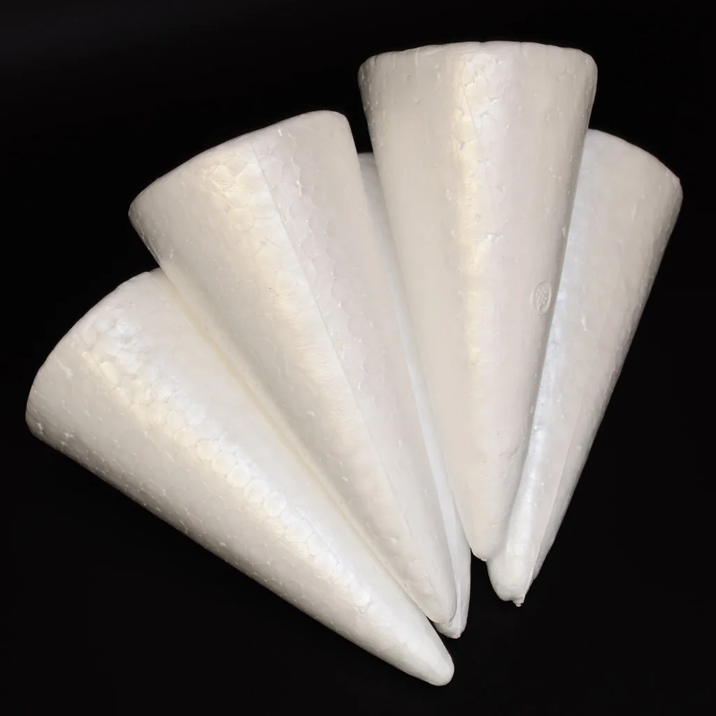 5 Pieces Unfinished Blank DIY Christmas Tree Cone Shape Styrofoam Foam for Modeling Craft DIY 150mm Polystyrene Styrofoam