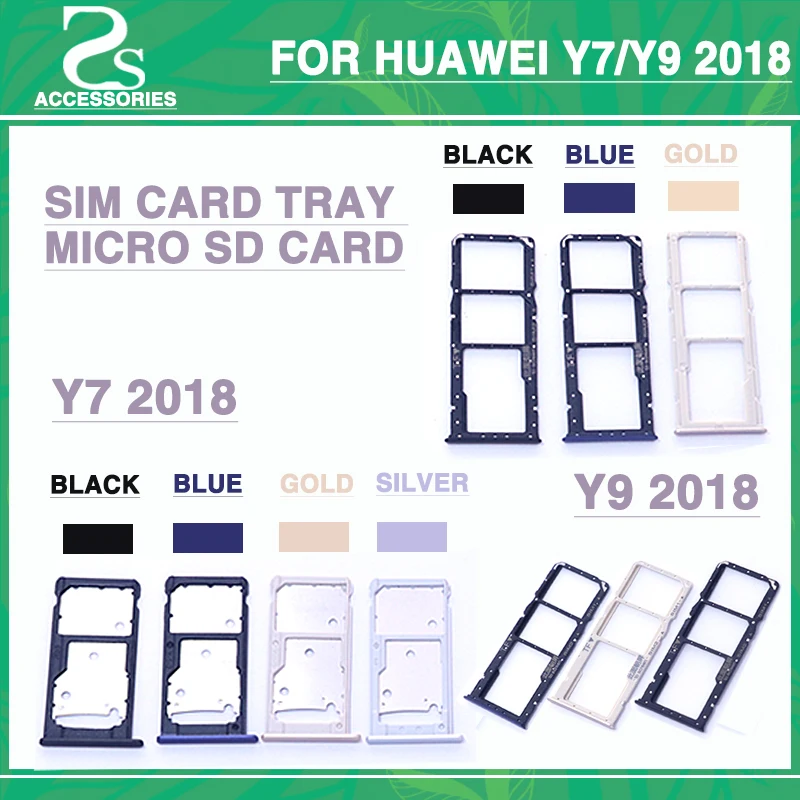 New Y7 2018 SIM Card Tray Micro SD Card Holder Slot Adapter Parts For