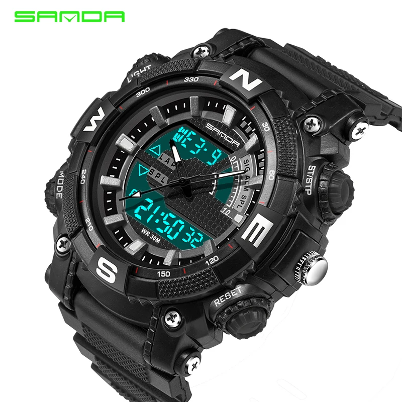 

SANDA Luxury Men Military Sport Watch S Shock LED Digital Wrist Watches Electronic Waterproof Calendar Clock Relogio Masculino