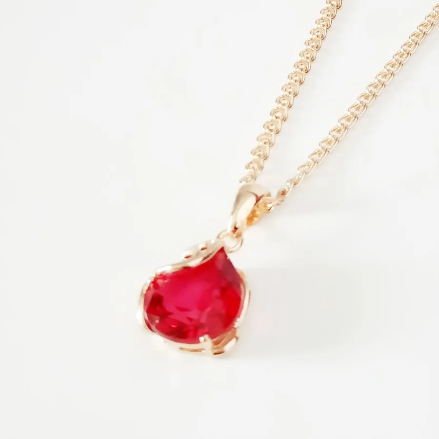 

Women Pendants Luxury Red Cubic Zircon Pendant Women Jewelry 585 Gold Color Fashion Necklace Pendants Designs for Women