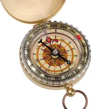 New Arrival Outdoor Camping Hiking Compass Portable Pocket Copper Compass Navigation with Noctilucence Display