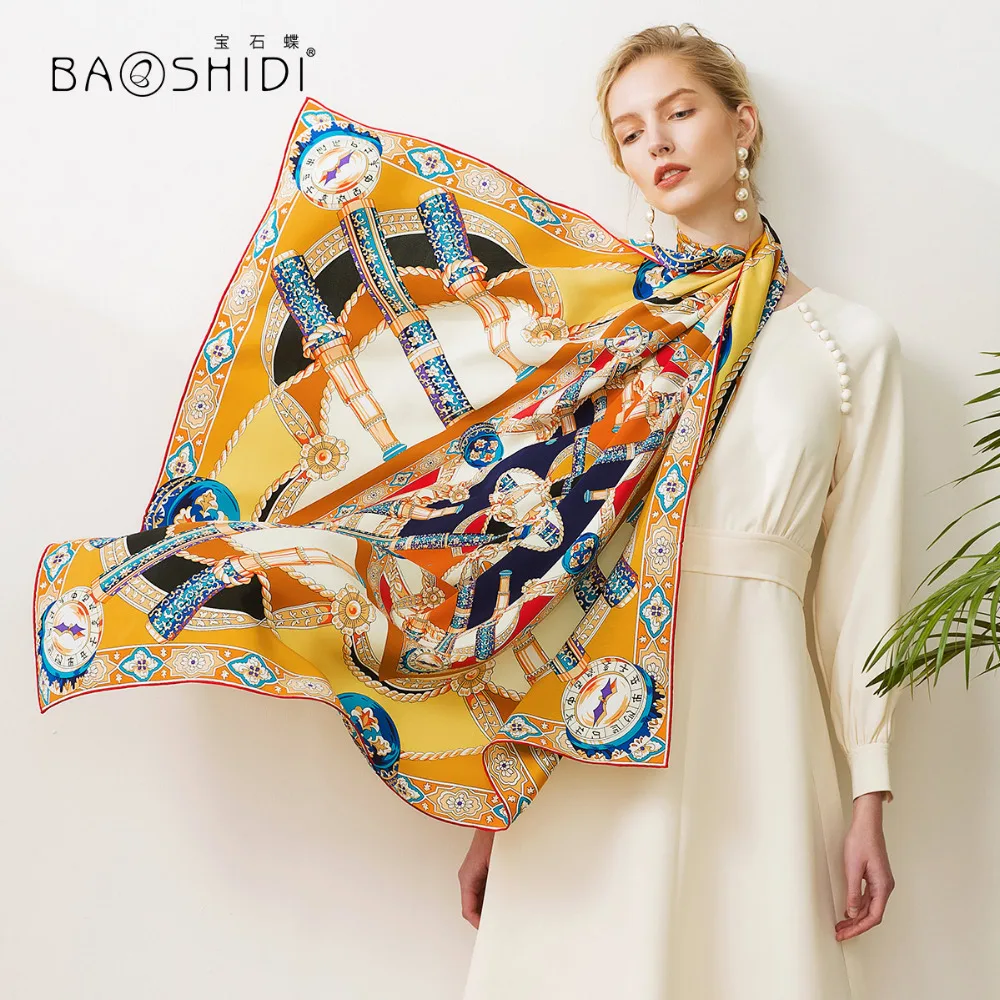 [BAOSHIDI] роскошный брендовый платок Новое поступление 2018 большой квадратный шарф