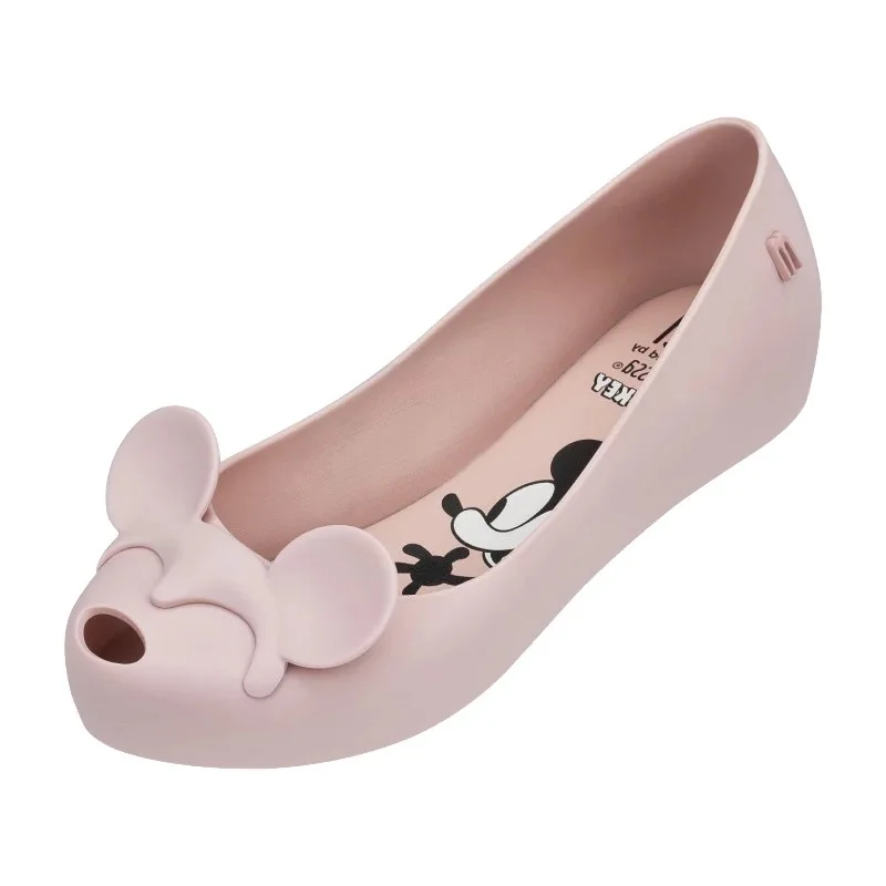 Melissa mickey minnie/Женская обувь; коллекция года; melissa; женские сандалии на плоской подошве; женская прозрачная обувь; сандалии для взрослых; женская обувь - Цвет: Розовый