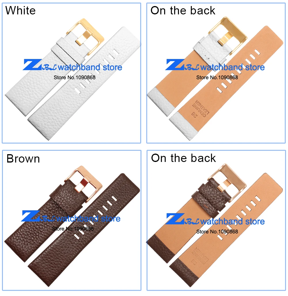 Ремешок для часов из натуральной кожи 22 24 26 27 28 30 мм зерно личи для дизельных часов мягкий удобный браслет DZ4386