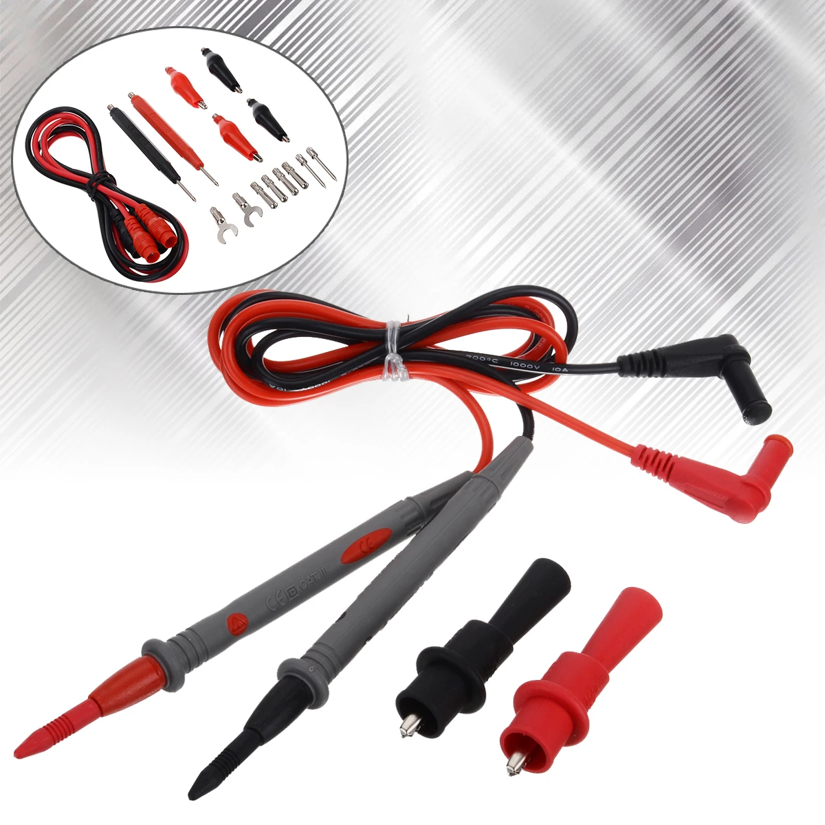 16 Piece Multifunction Digital Multimeter Test Leads Probe Voltage Meter Cable Wire Kit Universal Testing Probe Pen Line Set
