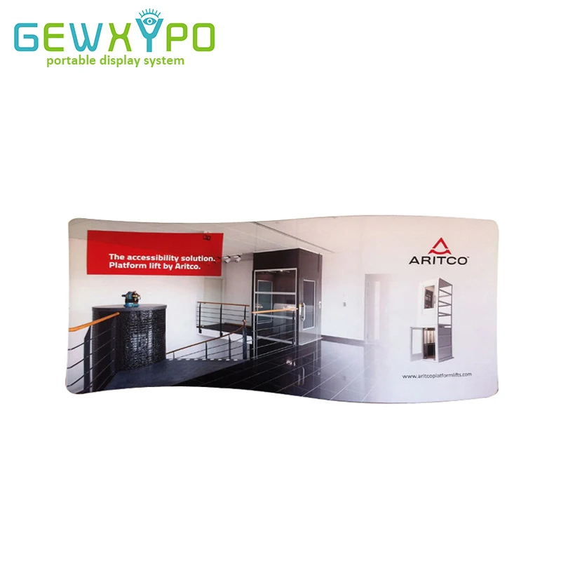 

500X228cm S Shape Exhibition Pop Up Booth Advertising Tension Fabric Backwall Aluminum Display Stand With Your Banner Printing