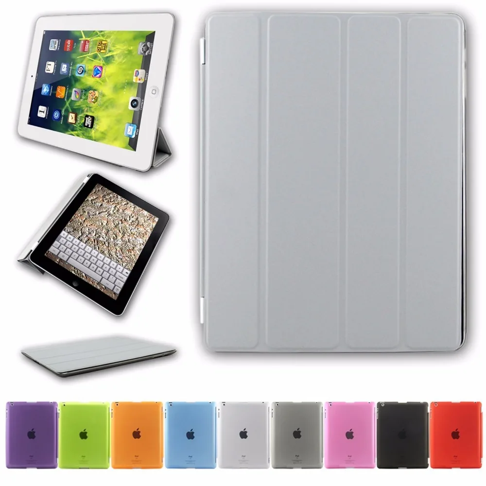 

For iPad 2/3/4 9.7"Ultra Slim Smart Cover Case 3 Folding Stand Auto Sleep/Wake w/ Matte Back Cover for Apple iPad 4 3 2