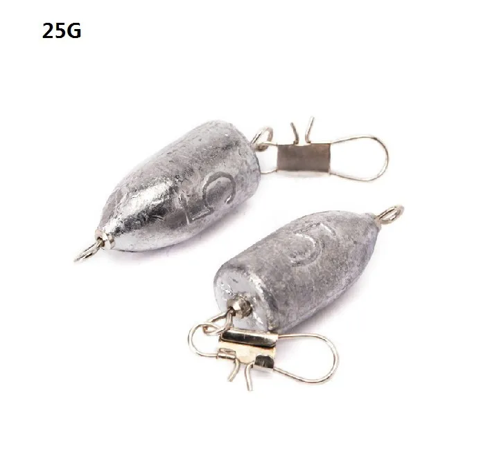15 шт. вес 25 г пуля рыболовный грузик из свинца с соединительный Вертлюг для рыбалки