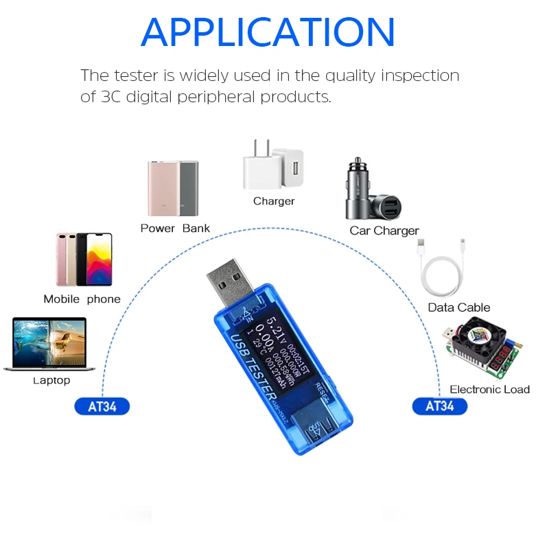 USB батарея тестер постоянного тока цифровой вольтметр power Bank Ток Напряжение