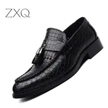 Мужские Формальные лоферы из искусственной крокодиловой кожи; мужские деловые модельные туфли без застежки; вечерние туфли-броги на плоской подошве