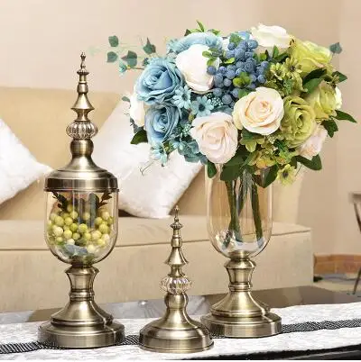 Европейская роскошная хрустальная стеклянная ваза, статуэтка для домашнего интерьера, ремесло, украшение, Современная Классическая американская Цветочная композиция - Цвет: style 7