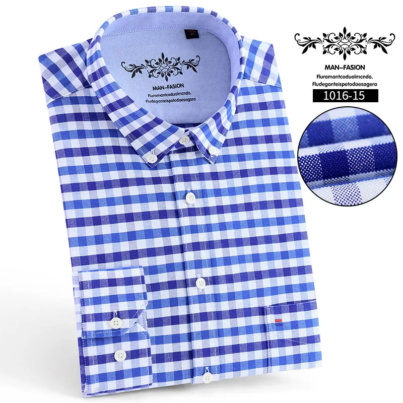Aoliwen/брендовая мужская Повседневная рубашка в стиле Оксфорд; Осенняя Удобная рубашка с длинными рукавами на пуговицах; фланелевая хлопковая рубашка высокого качества - Цвет: ZM-1016-15