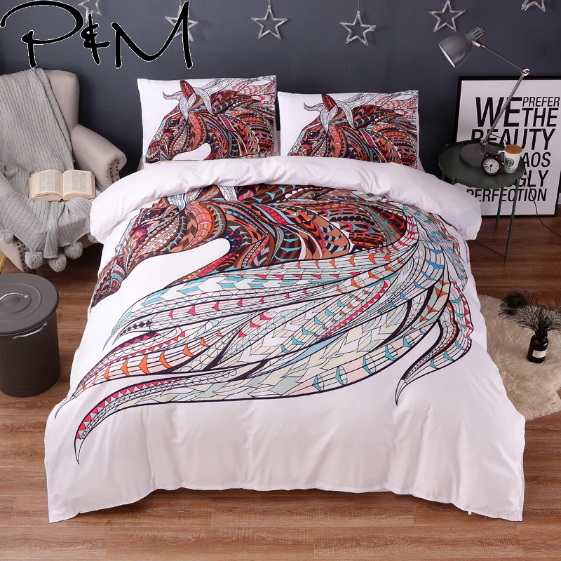 

Bedding set brown horse animals king queen twin size Polyester Duvet Cover Sets (no sheet) Quilt cover and Pillowcase