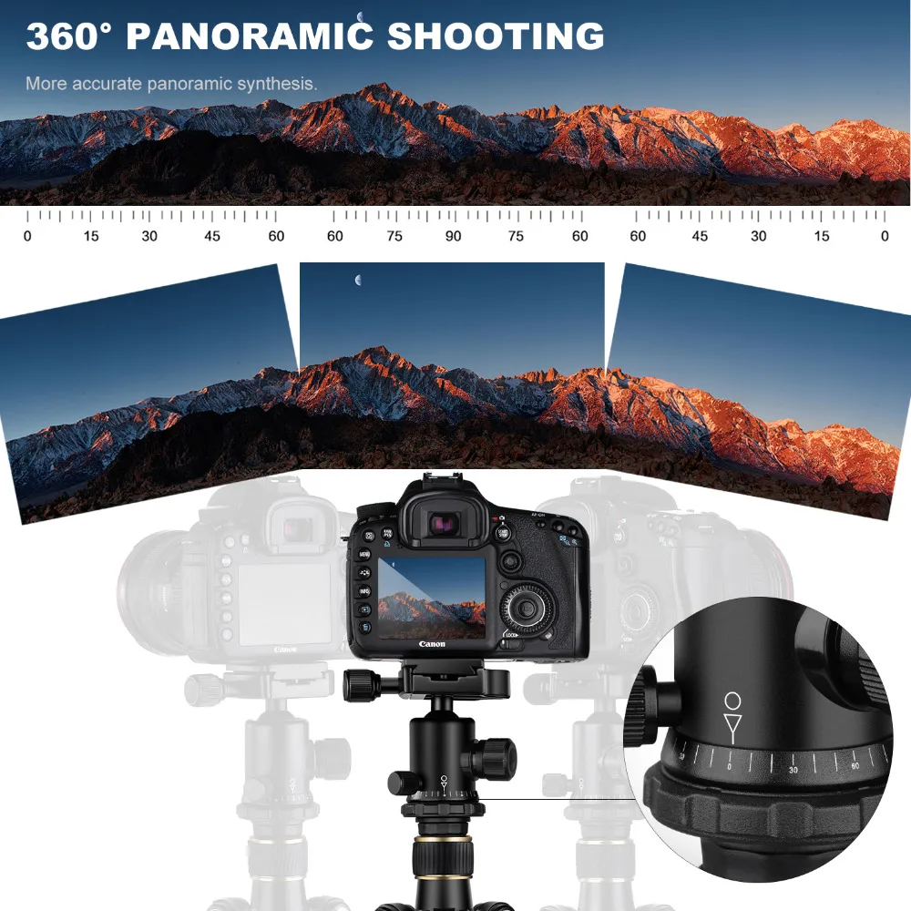 K& F CONCEPT TM2324 6" Портативный Профессиональный штатив для DSLR камеры+ шаровая Головка 360 градусов+ 8 кг грузоподъемность+ быстросъемная пластина 1/4"
