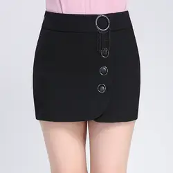 Шорты с высокой талией женские эластичные узкие юбки шорты 2019 весна вязание однобортный женские узкие черные шорты для девочек