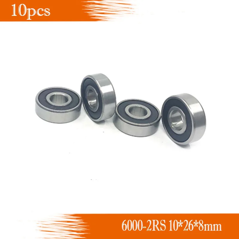 

Free shipping 10pcs 6000-2RS 10*26*8mm Bearing 10x26x8 mm Deep Groove 6000 2RS Ball Bearings 6000RS 180100 RS