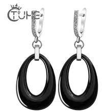 Элегантные модные женские серьги, массивные ювелирные изделия, здоровые большие овальные керамические серьги для женщин, свадебный подарок