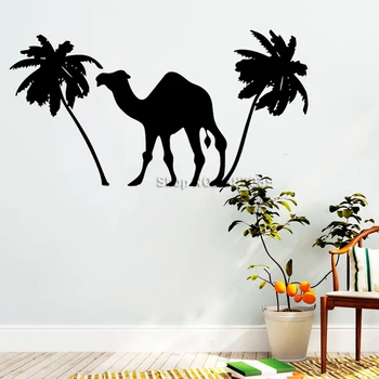 

African Wild Pride Animals Camel Decal Designs Camel And Palm tree Wall Stickers Vinyl Living Room Murals 3D Posters New LC790