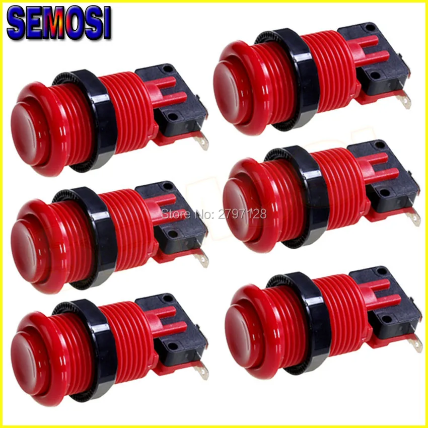 

6pcs/ lot Happ Style Arcade Buttons with Micro Switches Push Button for Jamma MAME Games Parts 28mm Mounting Hole