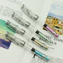 4 шт крыла Сунг 3008 поршневая прозрачная перьевая ручка Wingsung набор EF/F Серебро/GoldenTrim чернила подарочная ручка для офиса Бизнес школы