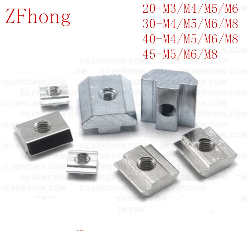 

5-50pcs sliding nut M3 M4 M5 M6 M8 T Block Sliding Square Nut for Aluminum Profile 2020 3030 4040 4545