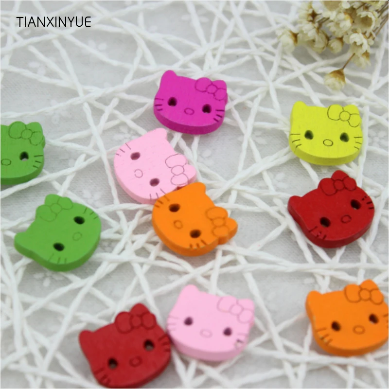 

20mm Cartoon cat Wooden Buttons Print 2 Holes For Sewing Buttons,Scrapbooking,Crafts,DIY Clothing Accessories Free Shipping