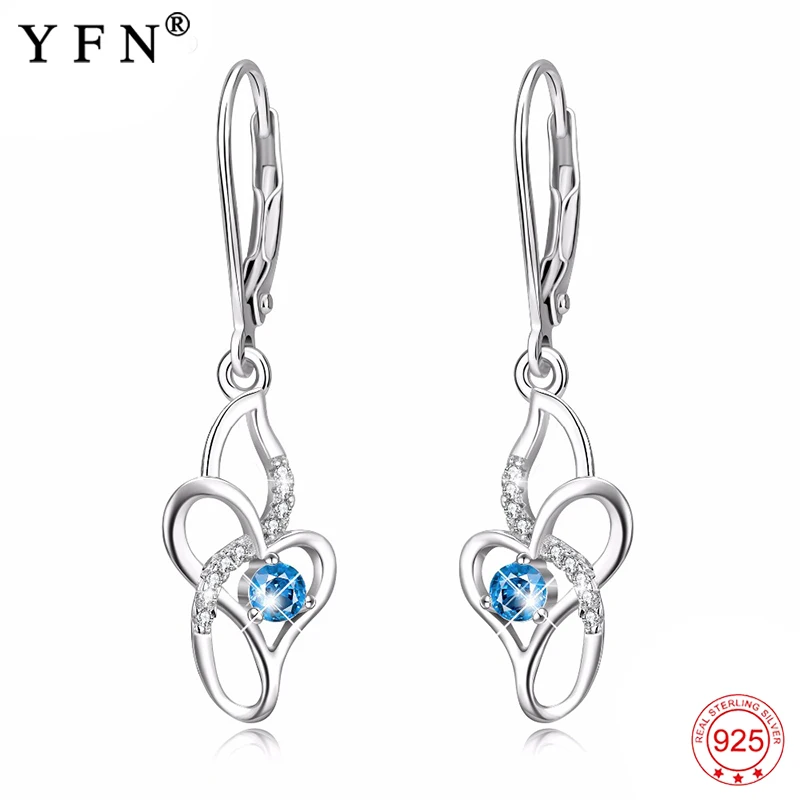 YFN Genuine 925 Sterling Silver Infinity Love Blue Crystal Drop