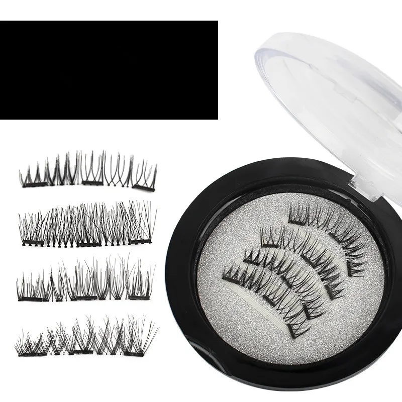 

3 Magnet 3D Magnetic Eyelashes Magnet Lashes Thicker Reusable False Eyelashes Handmade No Glue Eye Lashes Makeup Kit 4pcs/pair