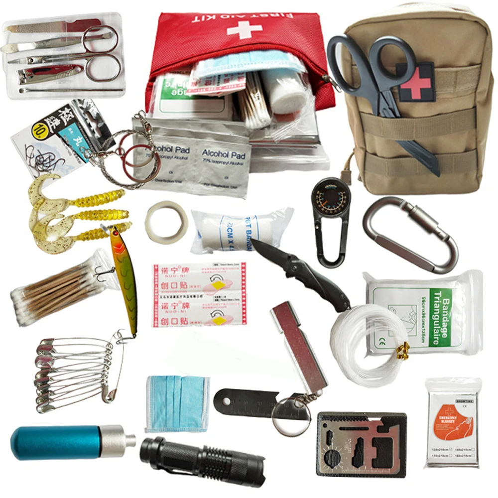 

Camping Survival kit Set Outdoor Camping Travel Multifunction First aid SOS EDC Emergency Supplies Tactical for Wilderness