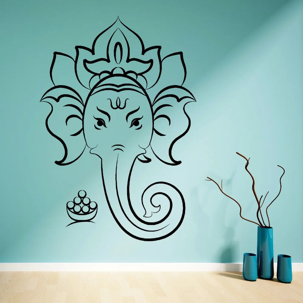Divinité hindoue ELELPHANT dirigé Dieu Ganesha Ganesh Vinyle Mur Art Autocollant Decal 