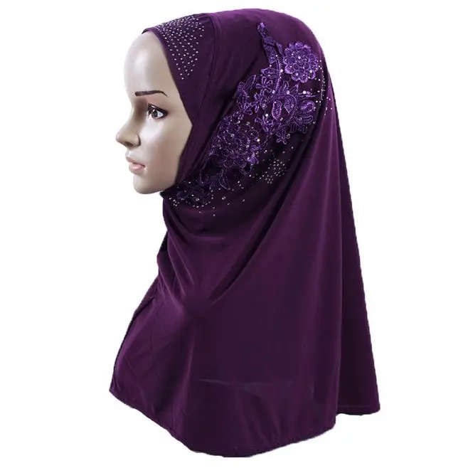 Мгновенный хиджаб тюрбан с бриллиантами цветок высокого качества шапочки под хиджаб платок исламский шарф шарфы