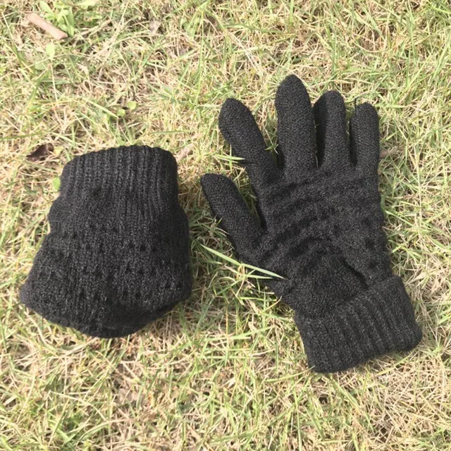 Miya Mona Hot Selling New Women Warm Winter Knitted Full Finger Gloves Mittens Girl Female Solid Woolen Gloves Screen Luvas -