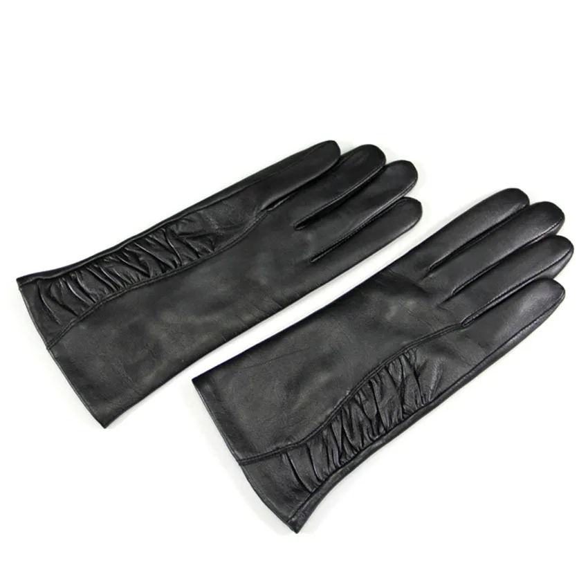 Top quality women sheepskin gloves 3 colors fashion lady Genuine leather gloves warm winter leather driving gloves