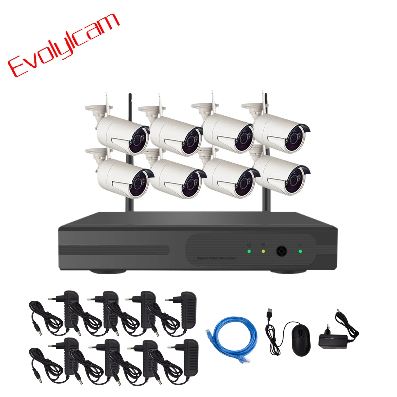 

Evolylcam Wireless CCTV System 2MP 1080P 8CH Record NVR Waterproof IP WiFi Security CCTV Camera System Video Surveillance Kit