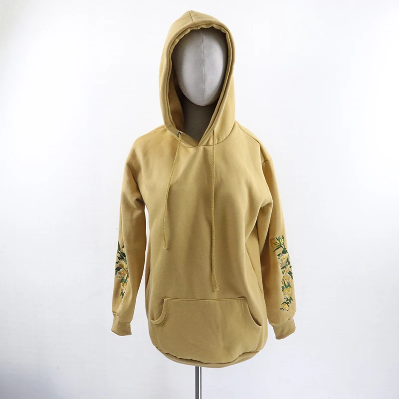  HziriP 2019 New Arrival Hooeded Sweatshirt Women Elegant Floral Embroidery Long Sleeve Pullover Hig
