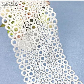 

3yard african white lace fabric High-end fashionable bilateral DIY wedding decoration computer embroidery water-soluble trim