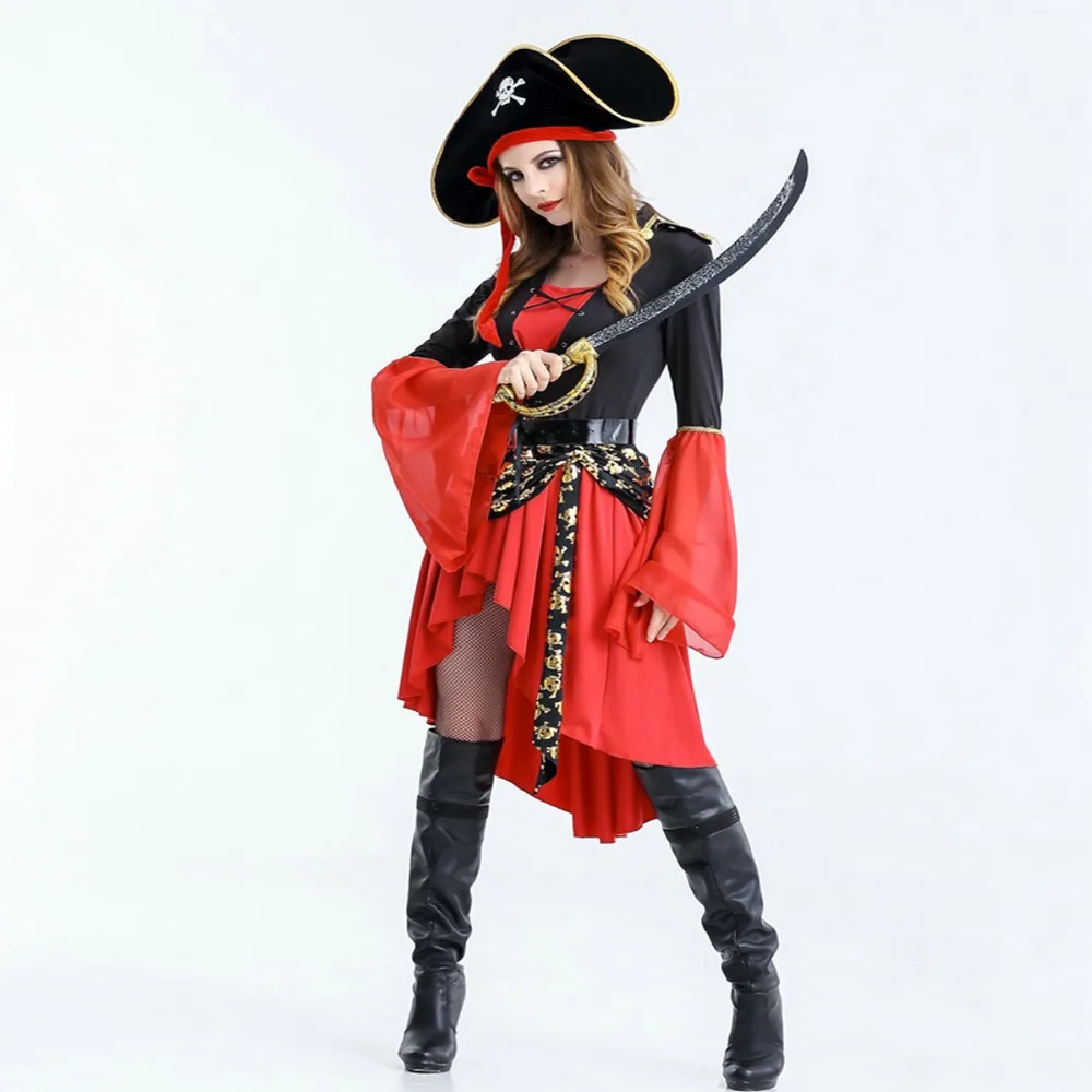 Free shipping Women Pirate dress 2018 New Halloween Costume Suit adult ...