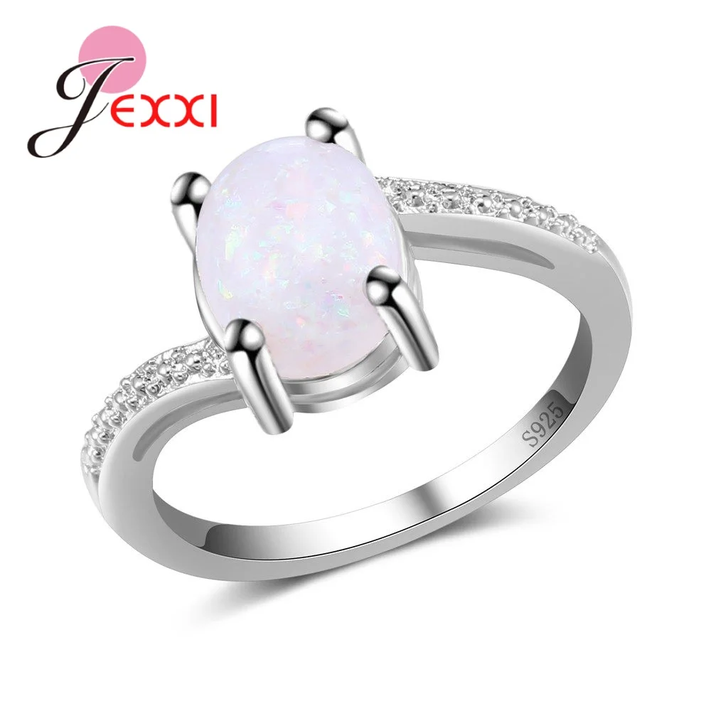 Created Oval White Fire Opal 925 Sterling Silver Wholesale Finger Rings For Women Wedding Fashion Jewelry Gift Anel | Украшения и
