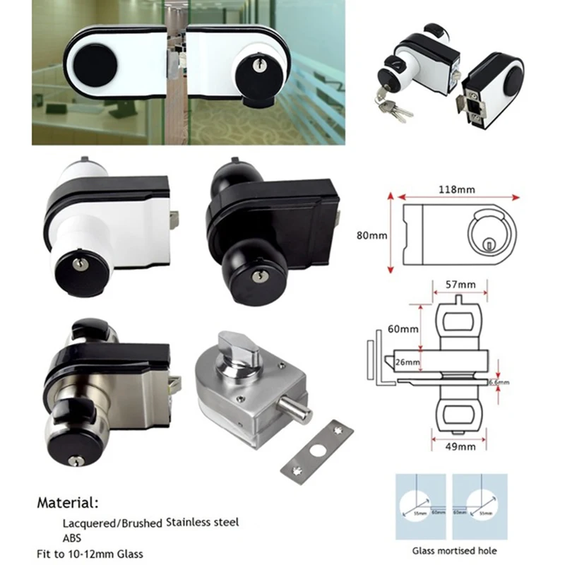 Роскошные мяч стиль ручка стекло замок Lockset Thumbturn коммерческих запись черный, белый цвет лак