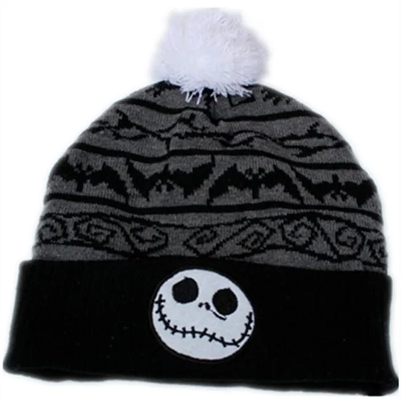 Хлопковая вязаная шапка с черепом Jack Skellington зимняя мягкая теплая героями