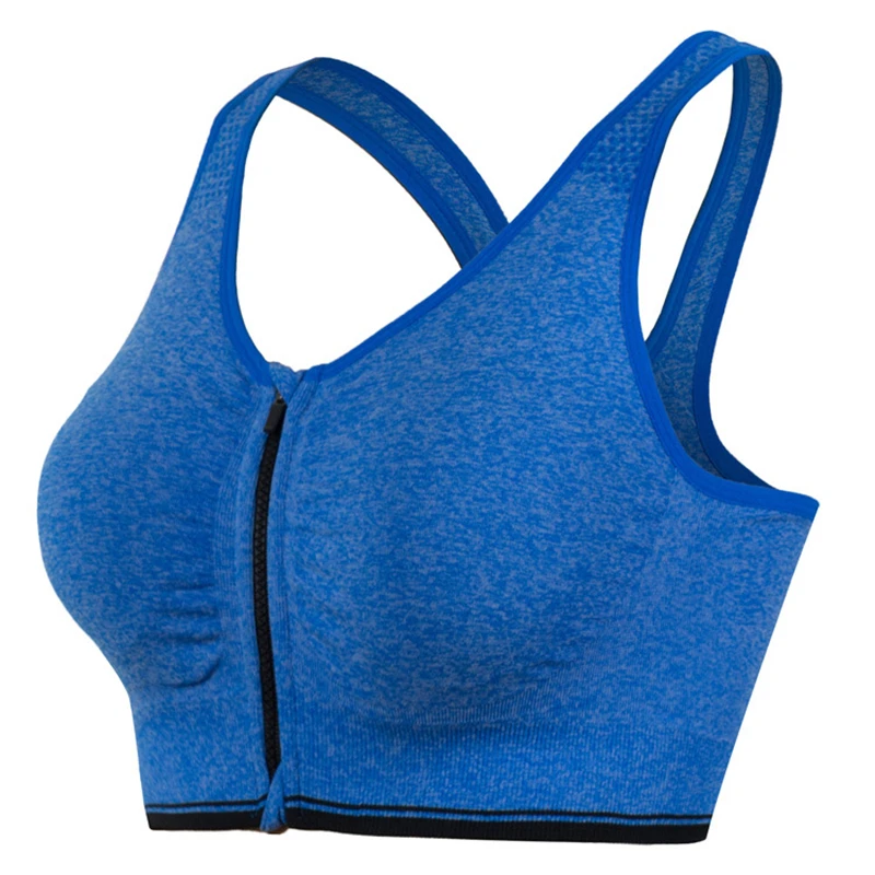 

Women's Sport Bra No Rims Zipper Front Fitness Top Running Speed Dry Yoga Bra Body-building Absorb Sweat Sport Underwear 5009