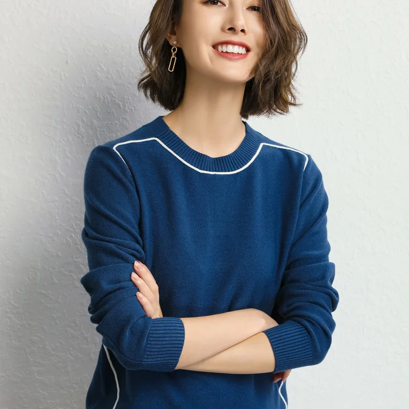 

Sweater female 2018 new autumn and winter loose bottoming shirt female wool sweater round neck solid color pullover