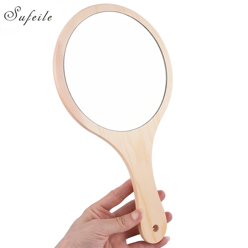 SUFEILE 8PCS LOT Comestic Mirror portable makeup mirror Big Size 30 5 17cm portable wooden handle