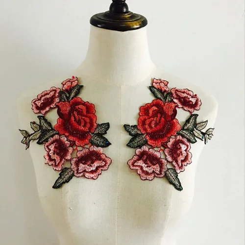 Fflacell 2 шт./пара вышивка нашивки в виде цветков розы для шляпа сумка джинсы с аппликацией в виде ремесла Костюмы аксессуары - Цвет: G